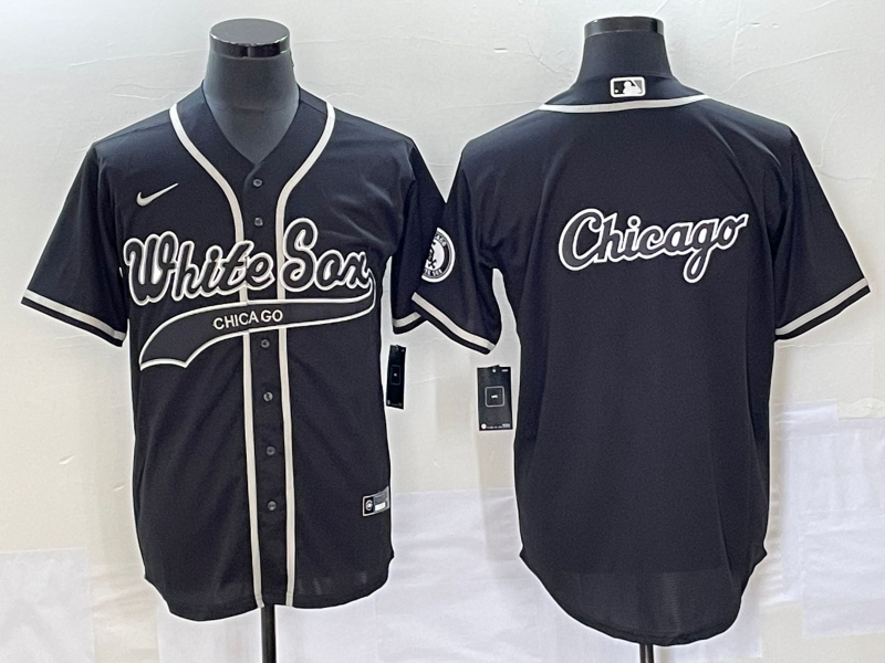 Men's Chicago White Sox Black Replica Game Jersey1 Joint Edition