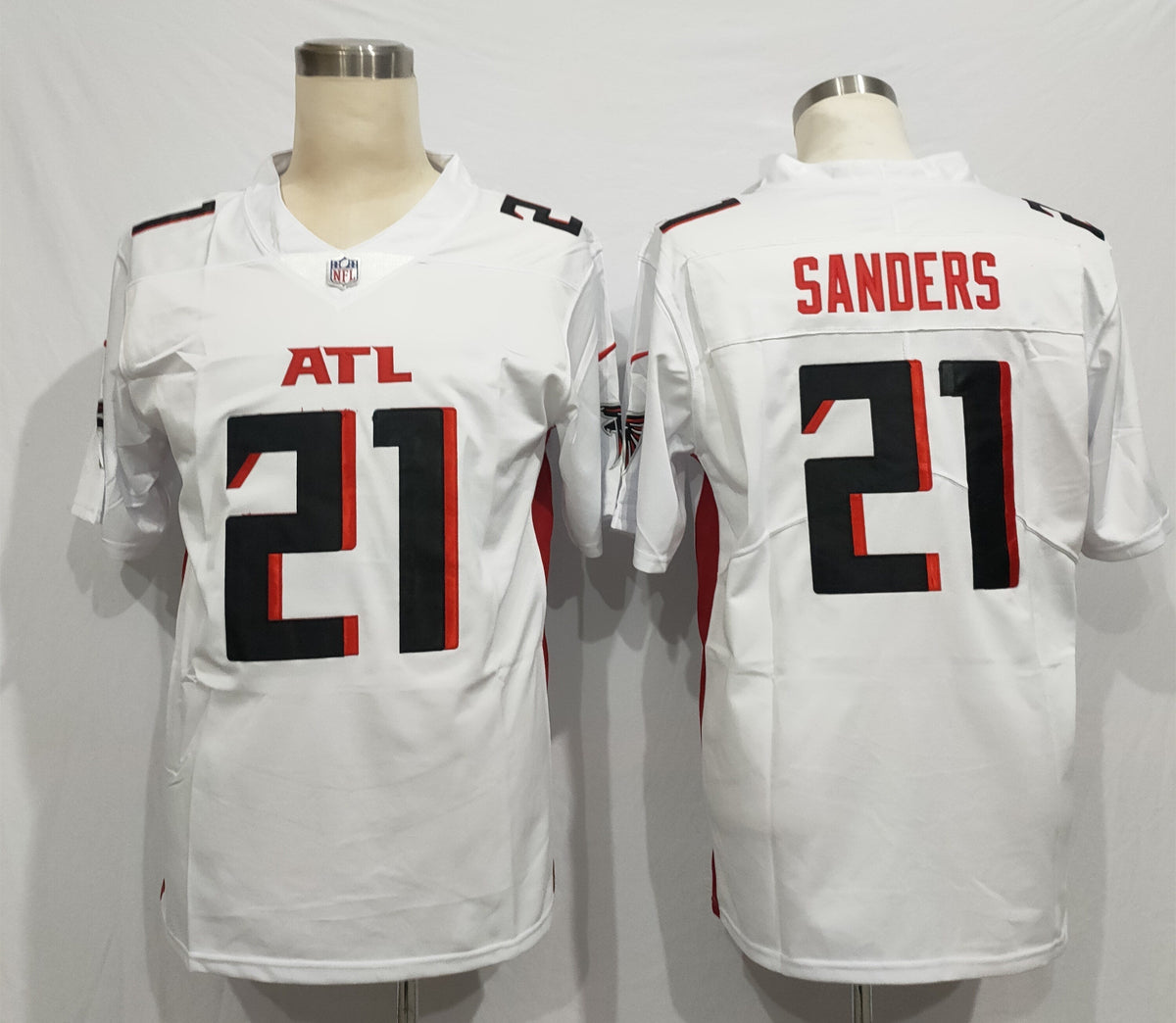 Men's Atlanta Falcons Deion Sanders #21 White Game Player Jersey1