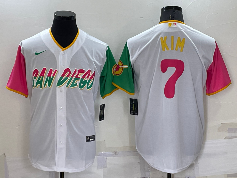 Men's San Diego Padres Ha-Seong Kim #7 White Stitched Jersey