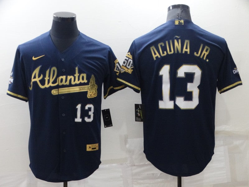 Men's Atlanta Braves Ronald Acuna Jr. #13 Navy Fashion Stitched Jersey1
