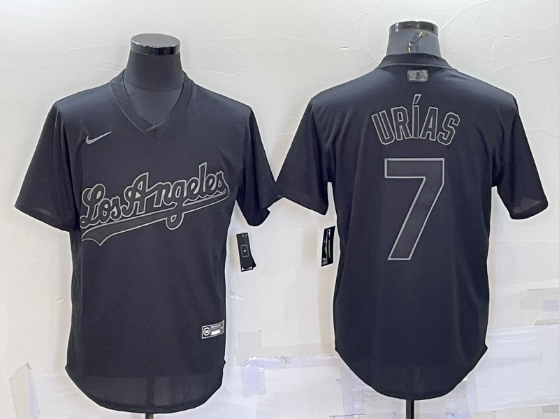 Men's Los Angeles Dodgers Julio Urias #7 Black Authentic Game Jersey1