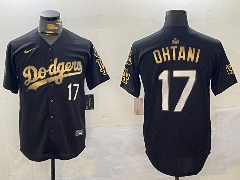 Men's Los Angeles Dodgers Shohei Ohtani Black Replica Player Jersey1