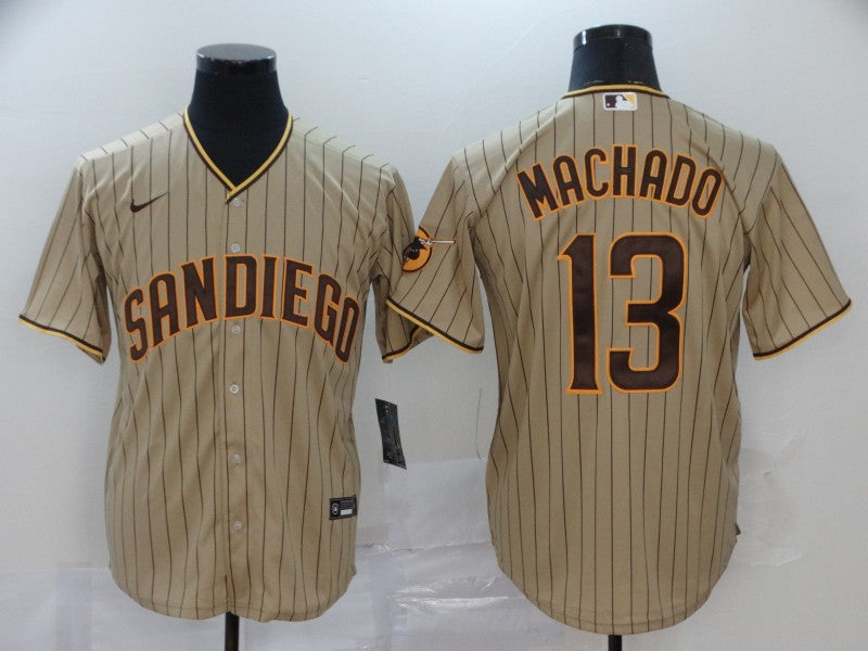 Men's San Diego Padres #13 Manny Machado Khaki Stitched Jersey1