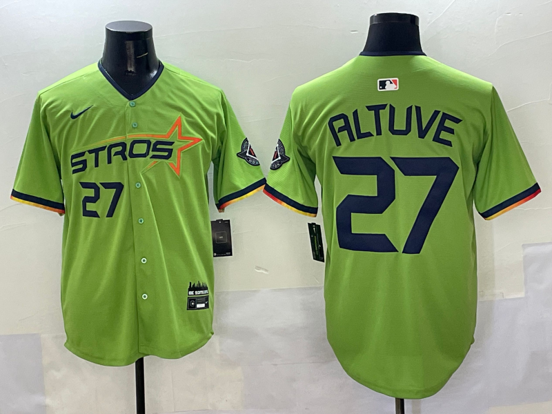 Men's Houston Astros Jose Altuve #27 Green 2025 City Connect Limited Player Jersey