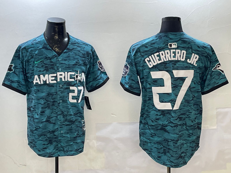 Men's American League Vladimir Guerrero Jr. #27 Teal 2023 MLB All-Star Game Limited Player Jersey1