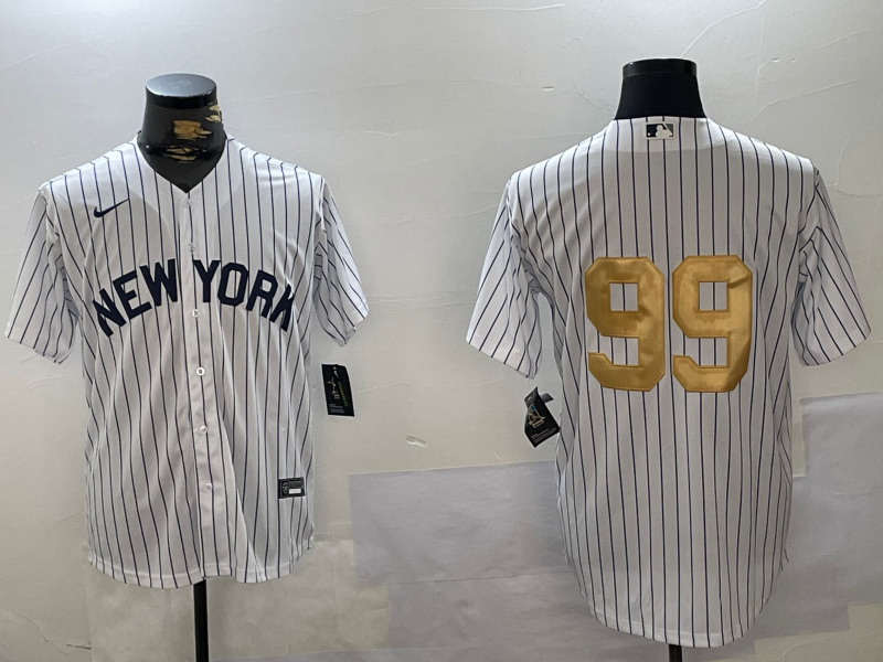 Men's New York Yankees Aaron Judge #99 White Game Team Jersey1