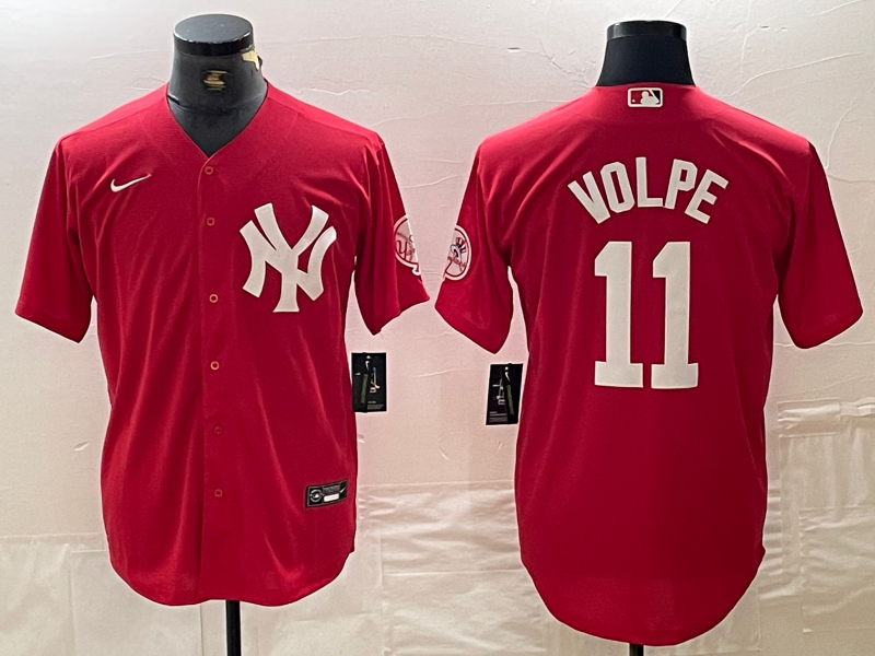 Men's New York Yankees Anthony Volpe #11 Red Replica Player Jersey1