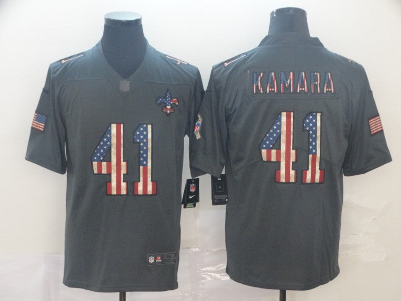 Men's New Orleans Saints Alvin Kamara #41 Black Authentic Game Jersey1