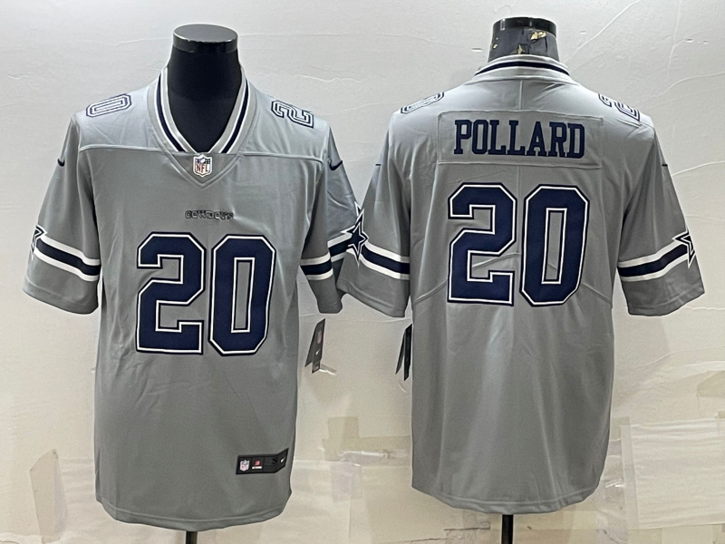 Men's Dallas Cowboys Tony Pollard #20 Gray Inverted Legend Player Jersey1
