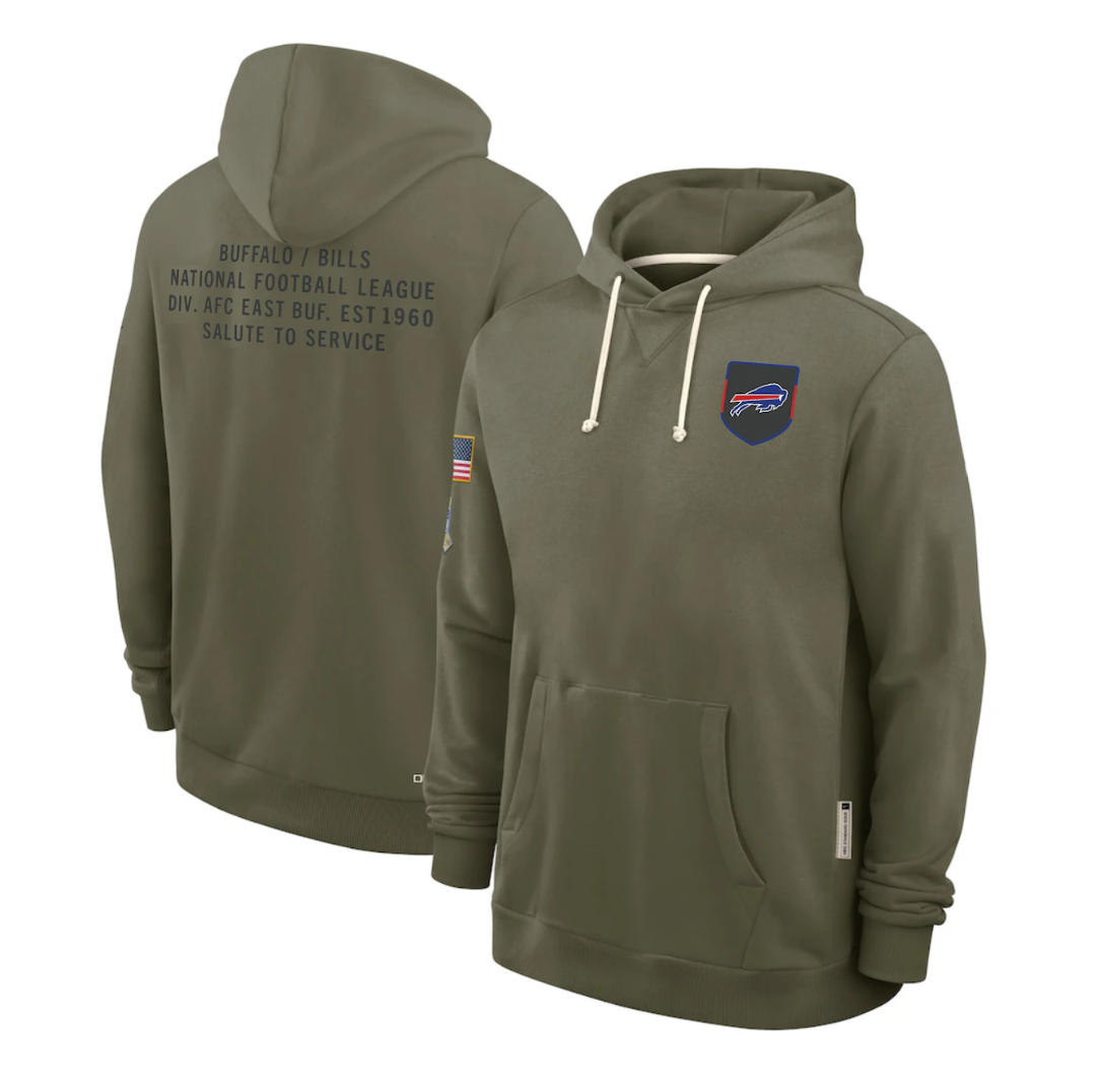 Men's Buffalo Bills Olive 2025 Salute to Service Sideline Standard Issue Dri-FIT Hoodie