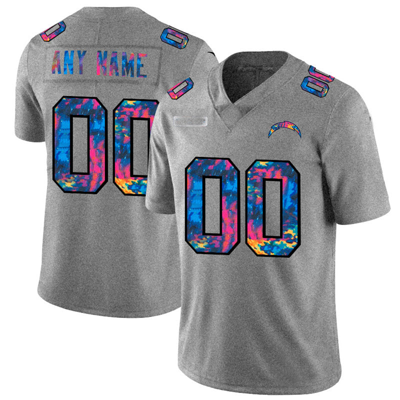 Custom1 Los Angeles Chargers Multi-Color 2020 Crucial Catch Vapor Untouchable Limited Jersey1 Greyheather Stitched American Football Jerseys