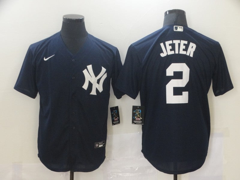 Men's New York Yankees Derek Jeter #2 Navy Replica Baseball Jersey1
