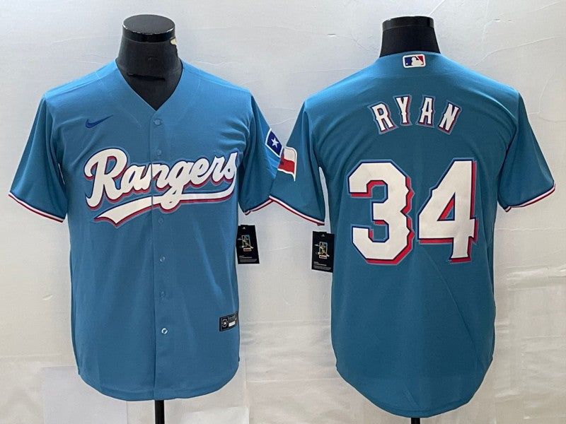 Men's Texas Rangers Nolan Ryan #34 Light Blue Replica Player Jersey1