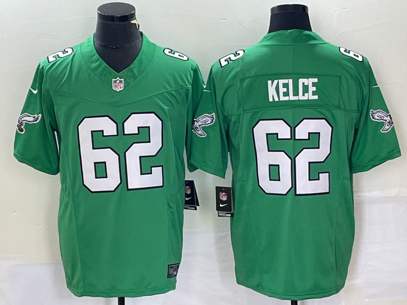 Men's Philadelphia Eagles Jason Kelce #62 Kelly Green Game Jersey1