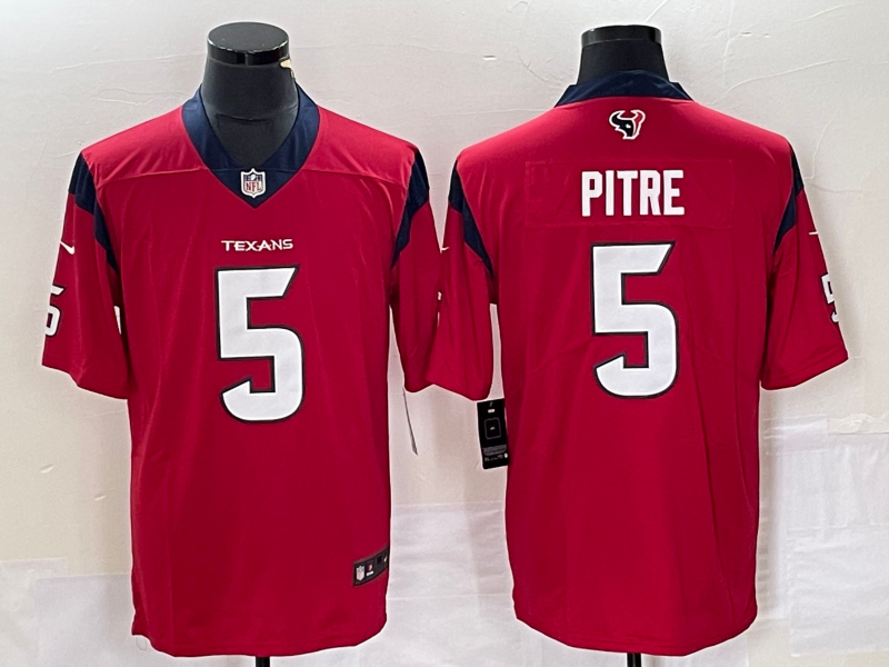 Men's Houston Texans Jalen Pitre #5 Red Game Player Jersey1