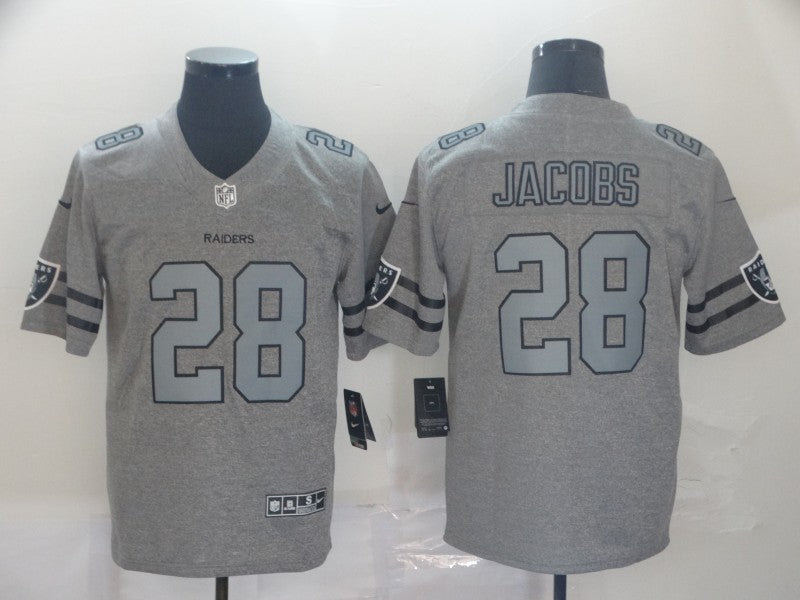 Men's Las Vegas Raiders Josh Jacobs #28 Gray Game Jersey1