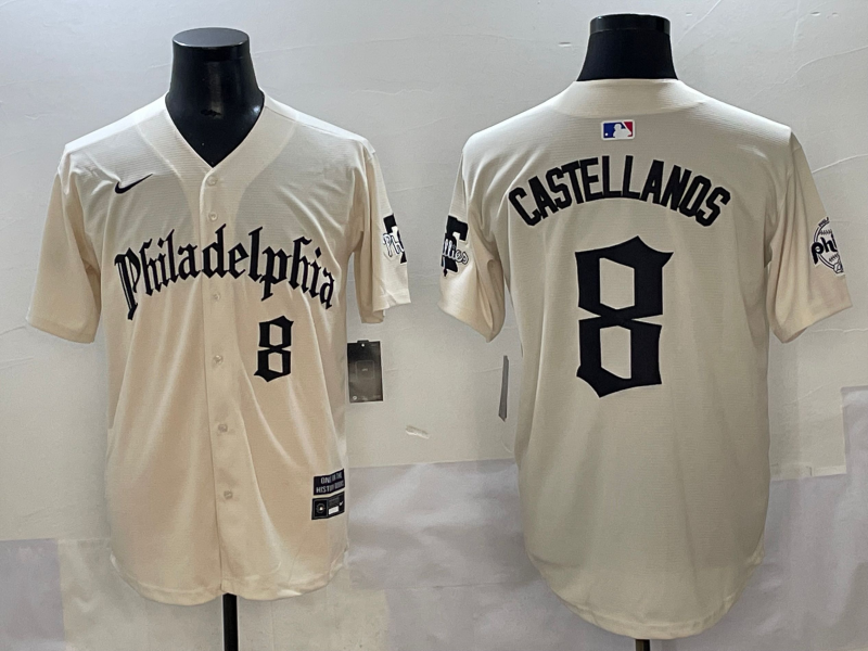 Men's Philadelphia Phillies Nick Castellanos #8 Cream Limited Player Jersey
