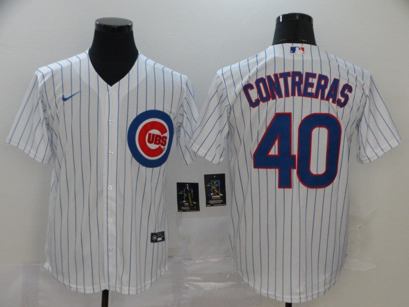 Men's Chicago Cubs Willson Contreras #40 White Replica Baseball Jersey1