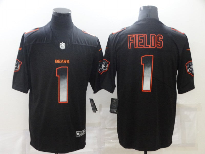 Men's Chicago Bears Justin Fields #1 Black Game Jersey1