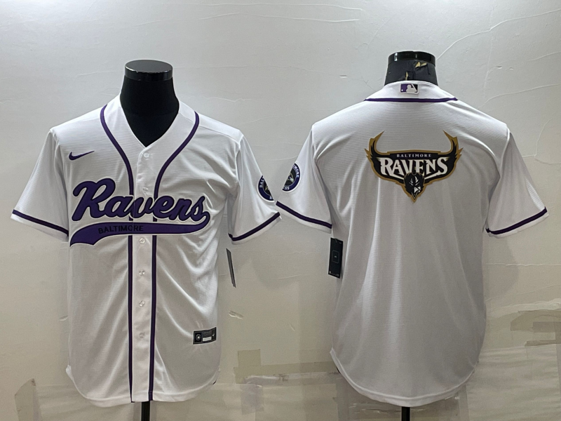 Men's Baltimore Ravens White Game Jersey1