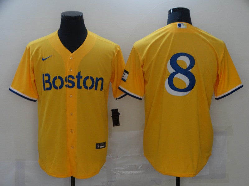 Men's Boston Red Sox Carl Yastrzemski #8 Gold City Connect Replica Player Jersey1