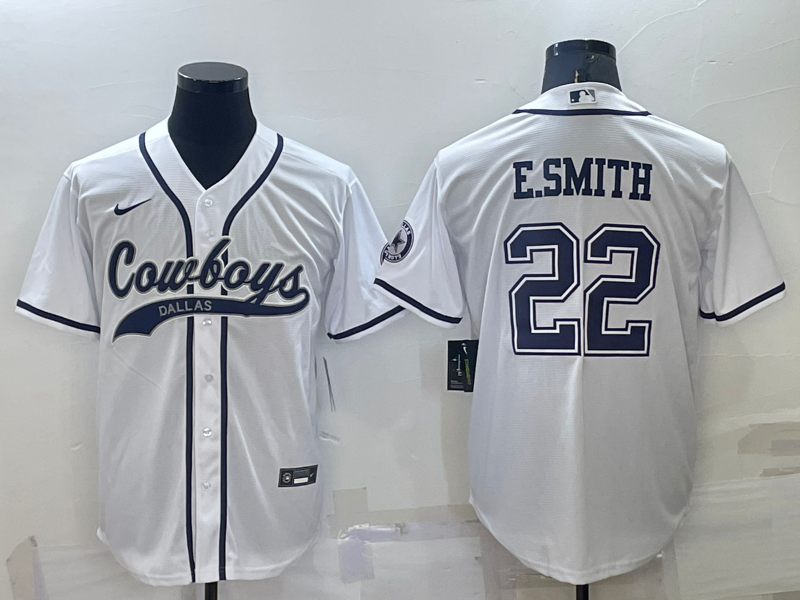 Men's Dallas Cowboys Emmitt Smith #22 White Game Jersey1 Joint Edition
