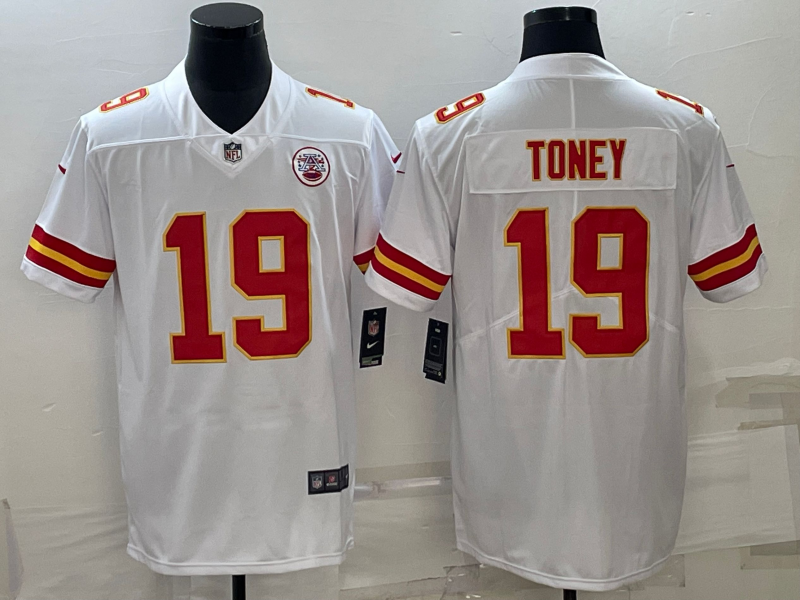 Men's Kansas City Chiefs Kadarius Toney #19 White Game Jersey1