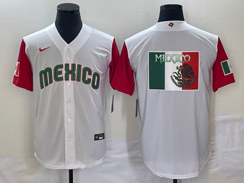 Men's 2023 World Baseball Classic Mexico White/Red Jersey1