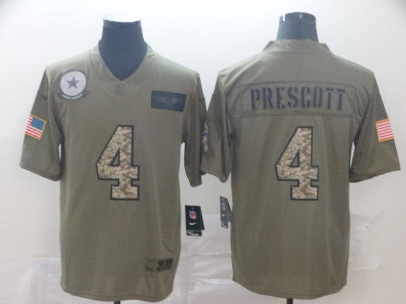 Men's Dallas Cowboys Dak Prescott #4 Brown Team Game Jersey1