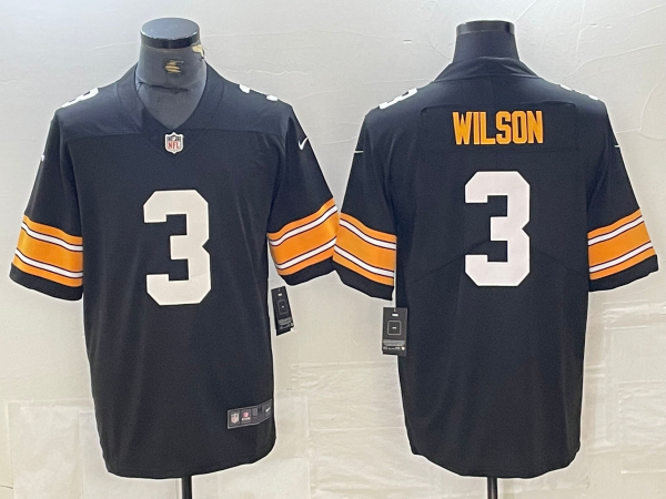 Men's Pittsburgh Steelers Russell Wilson #3 Black Player Jersey1
