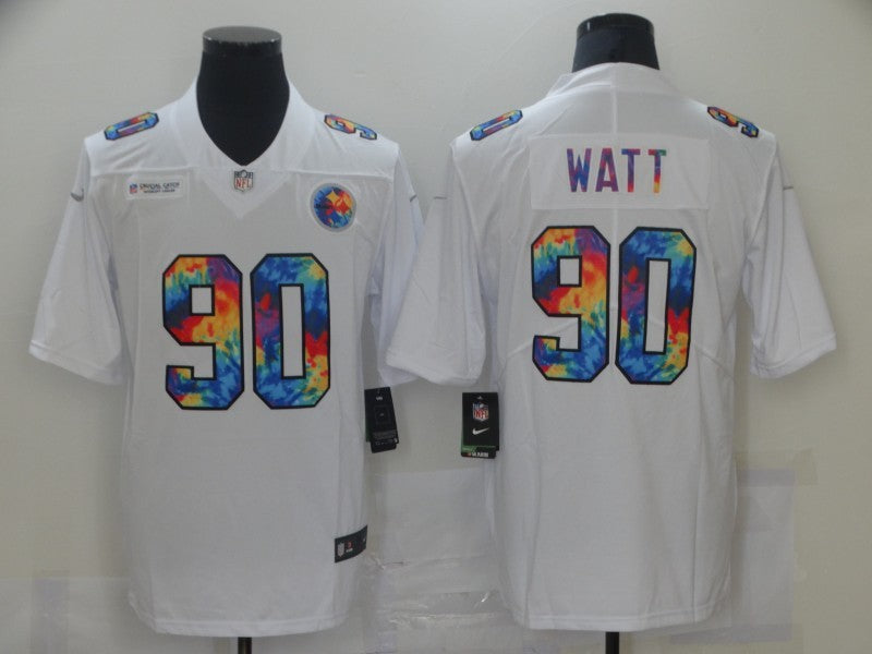 Men's Pittsburgh Steelers T.J. Watt #90 White Player Game Jersey1
