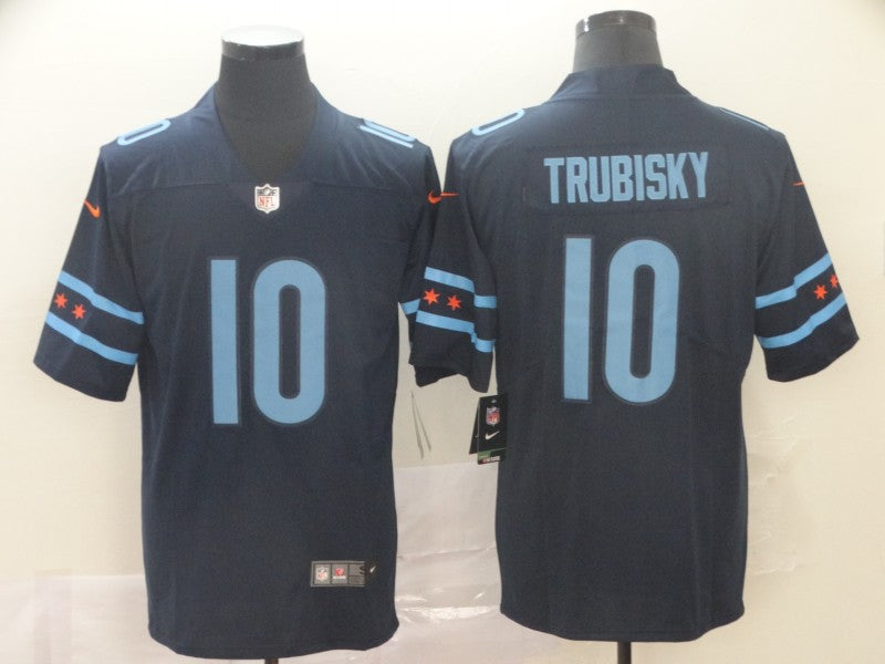 Men's Chicago Bears Mitch Trubisky #10 Navy Game Jersey1 City Edition