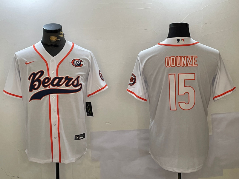 Men's Chicago Bears Rome Odunze #15 White Player Game Jersey1