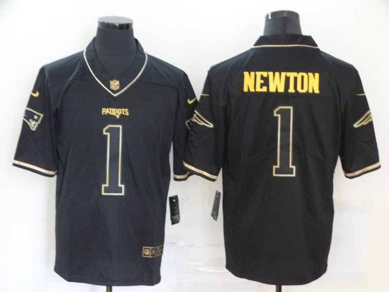 Men's New England Patriots Cam Newton #1 Black Game Jersey1