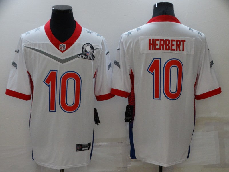 Men's Los Angeles Chargers Justin Herbert #10 White ALL STAR Game Jersey1