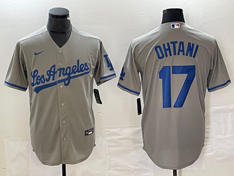 Men's Los Angeles Dodgers Shohei Ohtani #17 Gray Player Game Jersey1