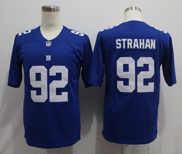 Men's New York Giants Michael Strahan #92 Blue Game Retired Player Jersey1