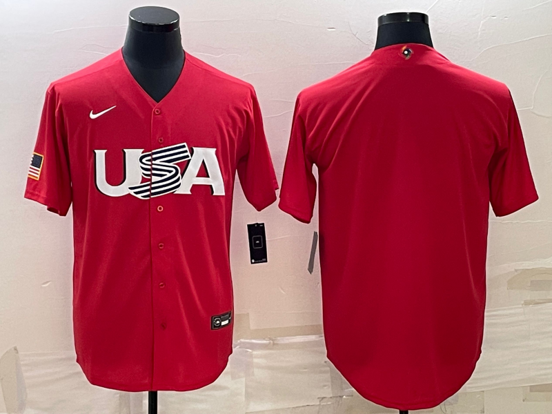 Men's 2023 World Baseball Classic USA Red Blank Jersey1