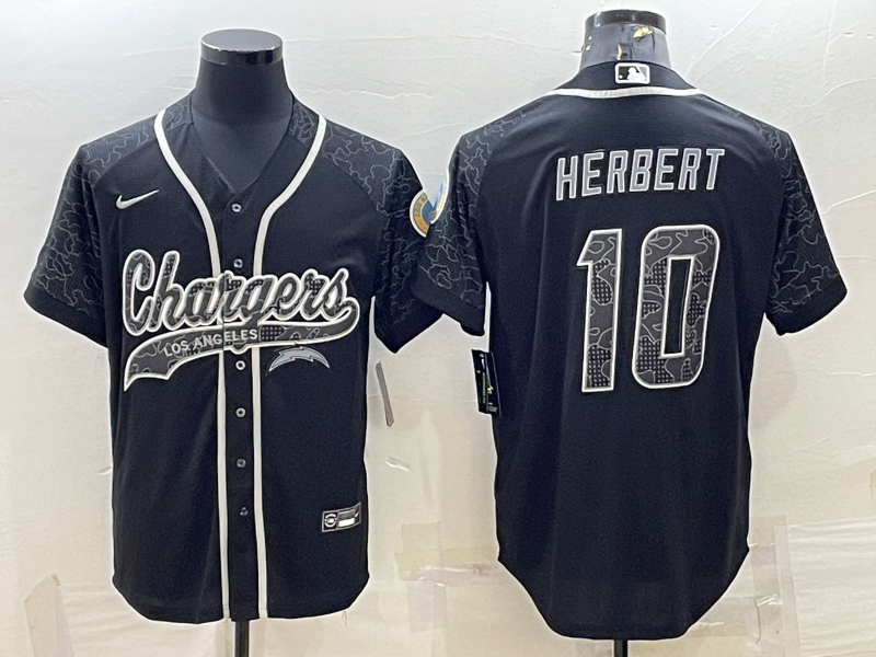 Men's Los Angeles Chargers Justin Herbert #10 Black RFLCTV Limited Jersey1 Joint Edition