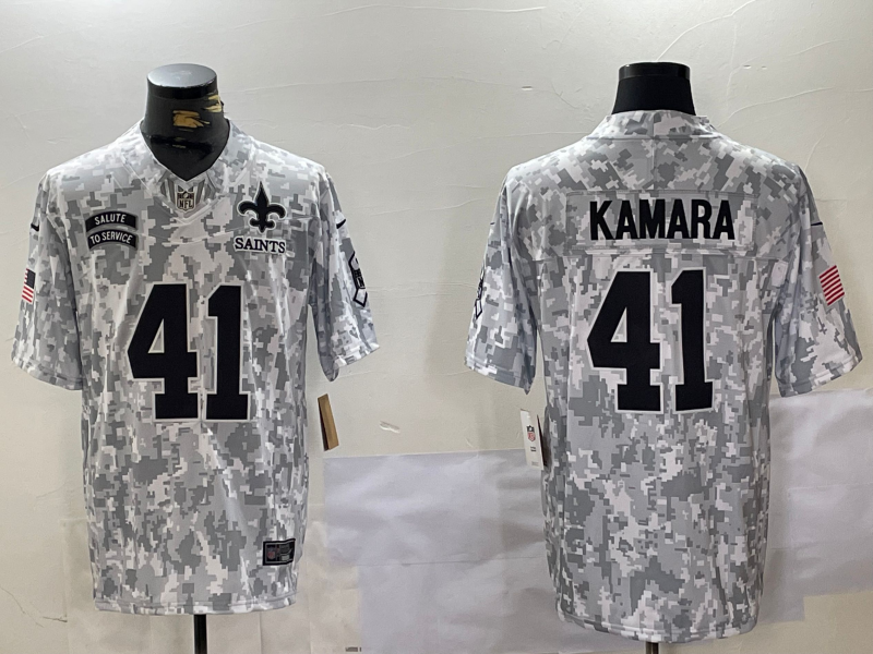 Men's New Orleans Saints Alvin Kamara #41 Arctic Camo 2024 Salute to Service Limited Jersey1