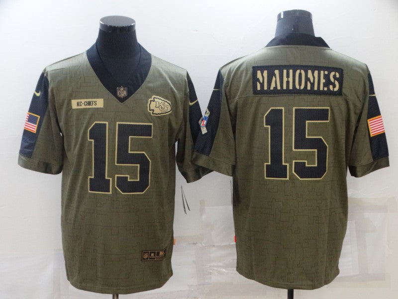 Men's Kansas City Chiefs #15 Patrick Mahomes Brown Player Game Jersey1
