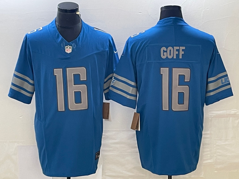 Men's Detroit Lions Jared Goff #16 Blue Vapor Limited Jersey1