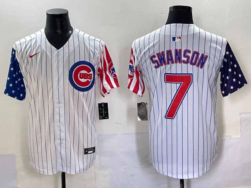 Men's Chicago Cubs Dansby Swanson #7 White Game Player Jersey