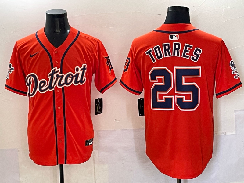 Men's Detroit Tigers Gleyber Torres #25 Orange Limited Player Jersey