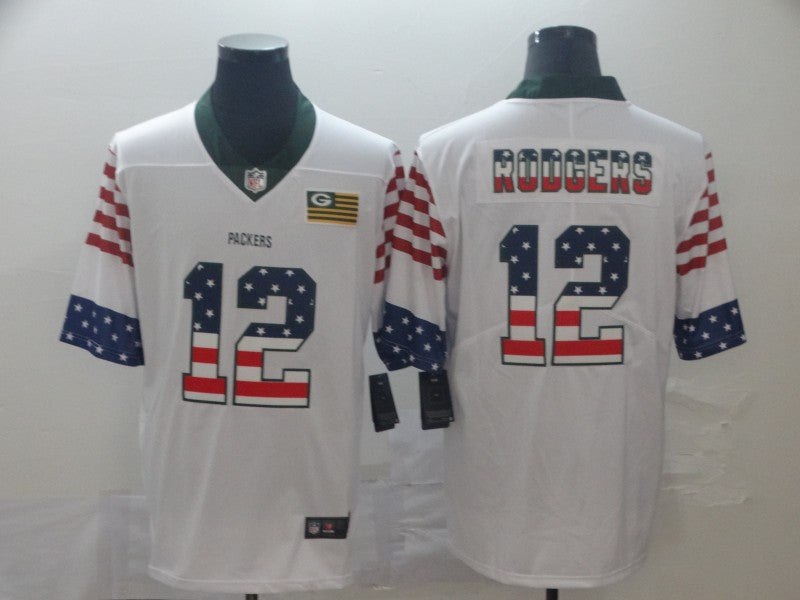 Men's Green Bay Packers Aaron Rodgers #12 White Player Game Jersey1