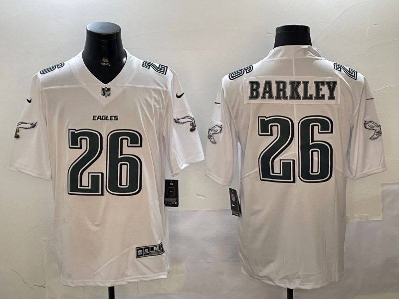 Men's Philadelphia Eagles Saquon Barkley #26 Tundra White Fashion Game Jersey1