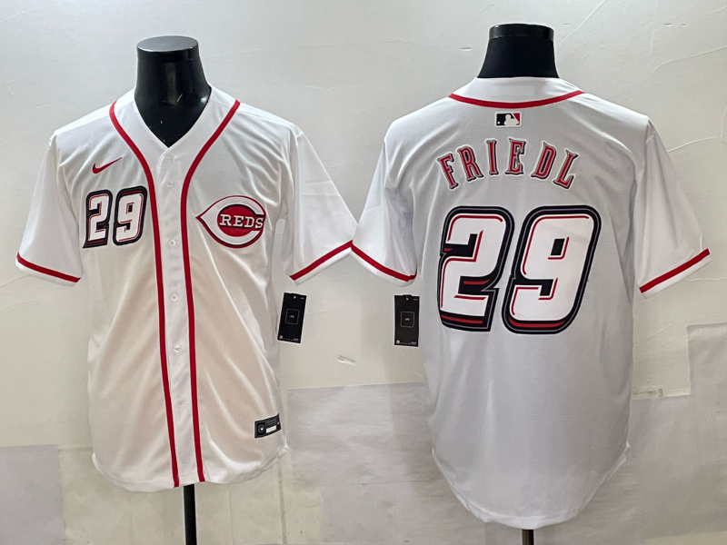 Men's Cincinnati Reds TJ Friedl #29 White 2025 MLB Speedway Classic Home Replica Jersey