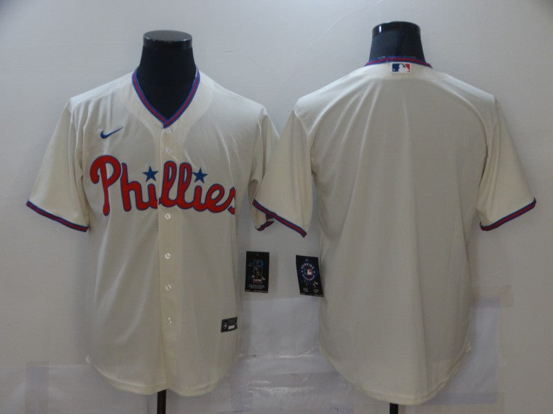 Men's Philadelphia Phillies Beige Replica Blank Jersey1