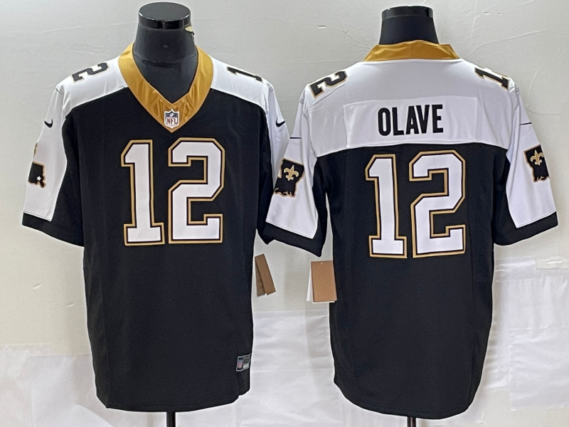 Men's New Orleans Saints Chris Olave #12 Black Vapor F.U.S.E. Limited Jersey1