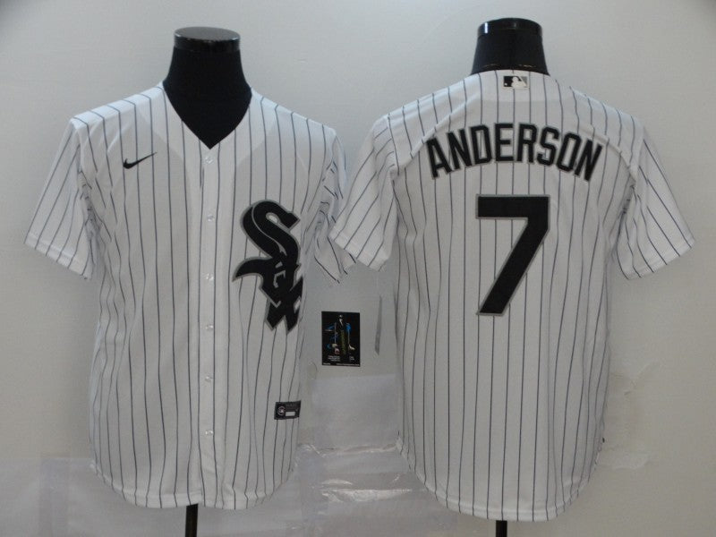 Men's Chicago White Sox Tim Anderson #7 White Replica Baseball Jersey1